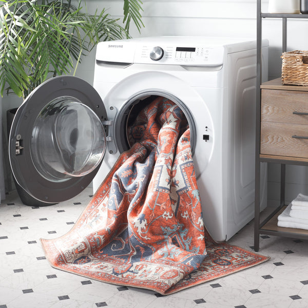 Safavieh Serapi Traditional Runner Rug - Exquisite Turkish Craftsmanship With Timeless Patterns And Easy Care Rust ,Blue 75% Cotton,25% Chenille Sep811p-5