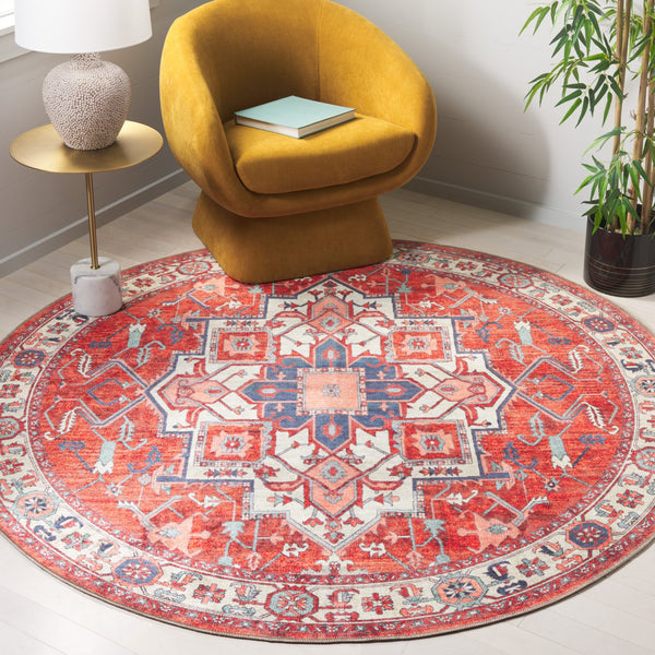 Safavieh Serapi Traditional Runner Rug - Exquisite Turkish Craftsmanship With Timeless Patterns And Easy Care Rust ,Blue 75% Cotton,25% Chenille Sep811p-7r