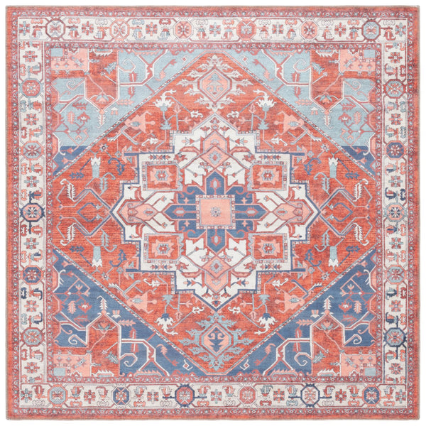 Safavieh Serapi Traditional Runner Rug - Exquisite Turkish Craftsmanship With Timeless Patterns And Easy Care Rust ,Blue 75% Cotton,25% Chenille Sep811p-7sq
