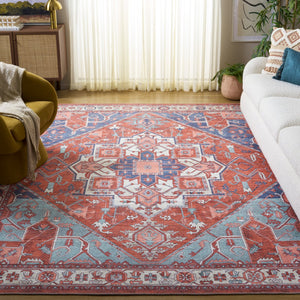 Safavieh Serapi Traditional Runner Rug - Exquisite Turkish Craftsmanship With Timeless Patterns And Easy Care Rust ,Blue 75% Cotton,25% Chenille Sep811p-8