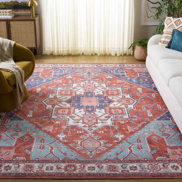 Safavieh Serapi Traditional Runner Rug - Exquisite Turkish Craftsmanship With Timeless Patterns And Easy Care Rust ,Blue 75% Cotton,25% Chenille Sep811p-8