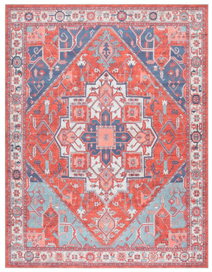 Safavieh Serapi Traditional Runner Rug - Exquisite Turkish Craftsmanship With Timeless Patterns And Easy Care Rust ,Blue 75% Cotton,25% Chenille Sep811p-8