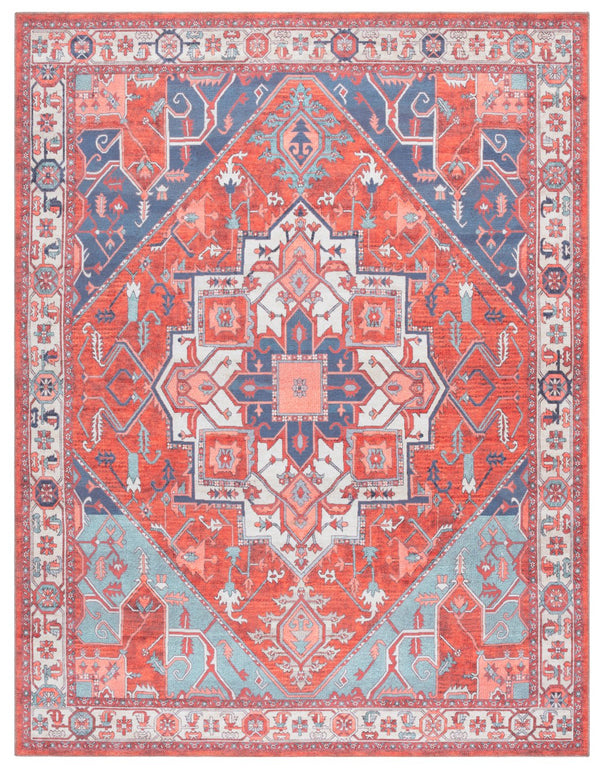 Safavieh Serapi Traditional Runner Rug - Exquisite Turkish Craftsmanship With Timeless Patterns And Easy Care Rust ,Blue 75% Cotton,25% Chenille Sep811p-8