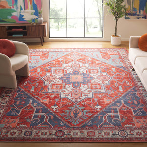 Safavieh Serapi Traditional Runner Rug - Exquisite Turkish Craftsmanship With Timeless Patterns And Easy Care Rust ,Blue 75% Cotton,25% Chenille Sep811p-9