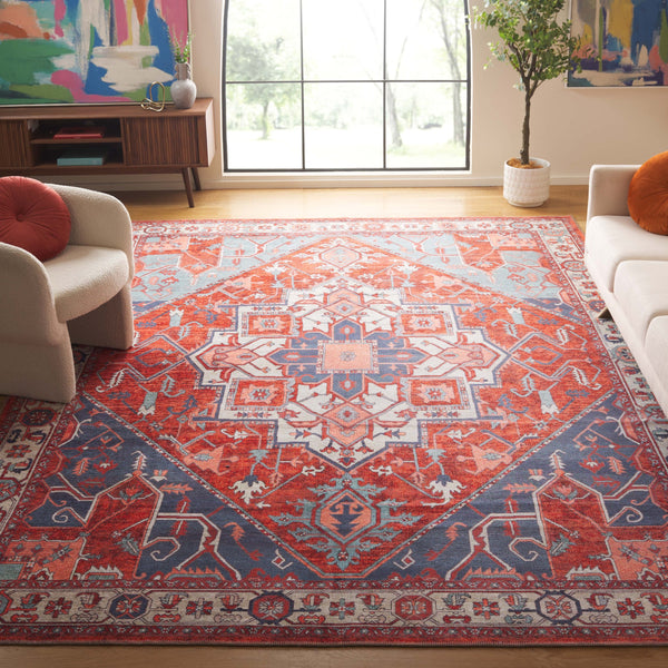 Safavieh Serapi Traditional Runner Rug - Exquisite Turkish Craftsmanship With Timeless Patterns And Easy Care Rust ,Blue 75% Cotton,25% Chenille Sep811p-9