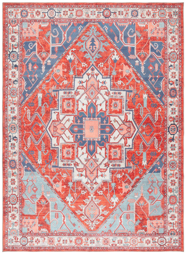 Safavieh Serapi Traditional Runner Rug - Exquisite Turkish Craftsmanship With Timeless Patterns And Easy Care Rust ,Blue 75% Cotton,25% Chenille Sep811p-9