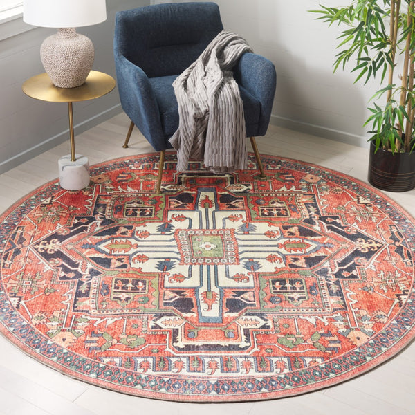 Safavieh Serapi Traditional Area Rug - Luxurious Turkish Craftsmanship In Elegant Rust And Navy Design Rust ,Navy 75% Cotton,25% Chenille Sep812p-8