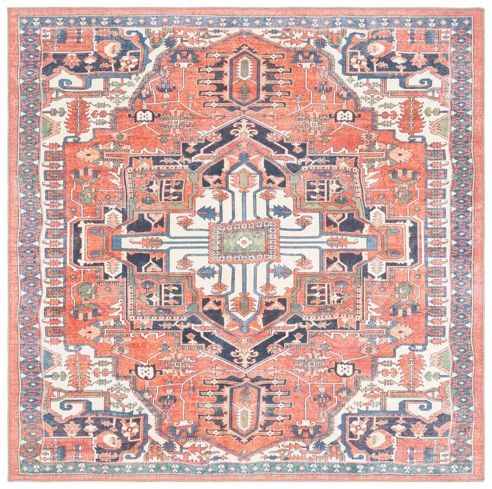 Safavieh Serapi Traditional Area Rug - Elegant Power-loomed Design In Warm Colors For Timeless Home Decor Rust ,Navy 75% Cotton,25% Chenille Sep812p-4
