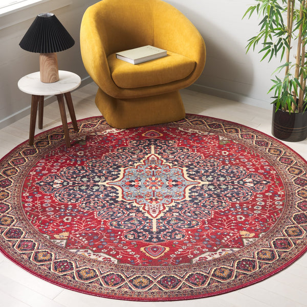 Safavieh Serapi Traditional Runner Area Rug - Elegant Artisanal Design For Timeless Home Decor And Comfort Rust ,Navy 75% Cotton,25% Chenille Sep814p-7r