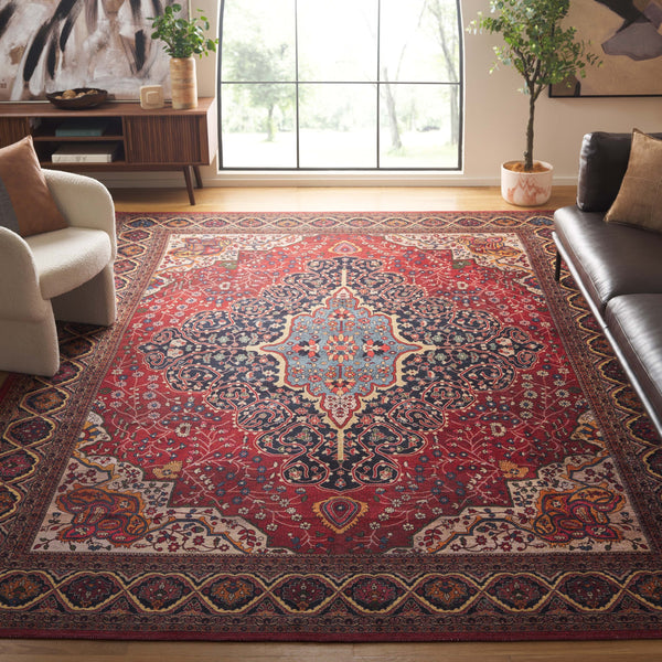 Safavieh Serapi Traditional Runner Area Rug - Elegant Artisanal Design For Timeless Home Decor And Comfort Rust ,Navy 75% Cotton,25% Chenille Sep814p-9