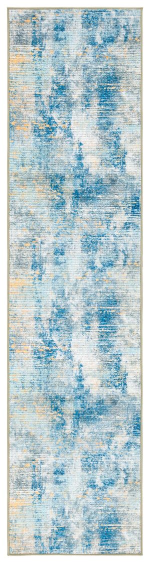 Safavieh Sequoia Elegant Abstract Area Rug – Luxurious Polyester Design For Comfort & Style In Any Home Ivory Blue ,Gold Polyester Seq100a-7r