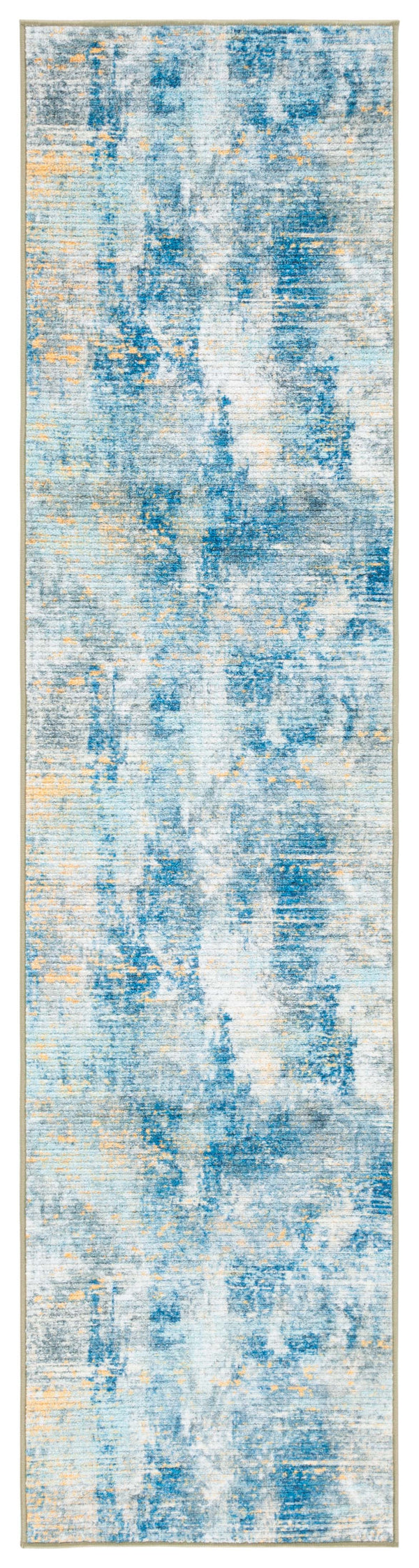 Safavieh Sequoia Elegant Abstract Area Rug – Luxurious Polyester Design For Comfort & Style In Any Home Ivory Blue ,Gold Polyester Seq100a-7r
