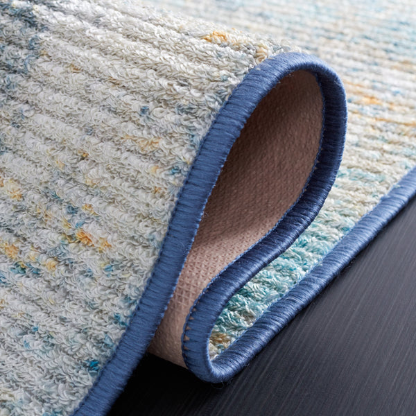 Safavieh Sequoia Elegant Abstract Area Rug – Luxurious Polyester Design For Comfort & Style In Any Home Ivory Blue ,Gold Polyester Seq100a-7r