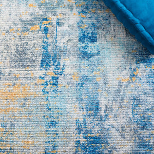 Safavieh Sequoia Elegant Abstract Area Rug – Luxurious Polyester Design For Comfort & Style In Any Home Ivory Blue ,Gold Polyester Seq100a-7r