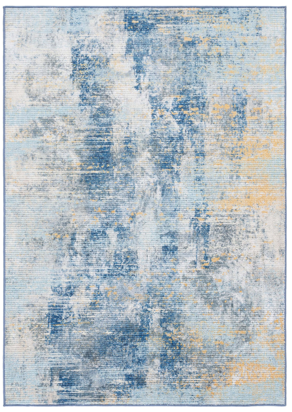Safavieh Sequoia Elegant Abstract Area Rug – Luxurious Polyester Design For Comfort & Style In Any Home Ivory Blue ,Gold Polyester Seq100a-7r