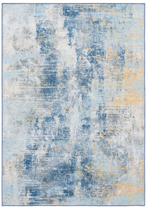 Safavieh Sequoia Elegant Abstract Area Rug – Luxurious Polyester Design For Comfort & Style In Any Home Ivory Blue ,Gold Polyester Seq100a-7r