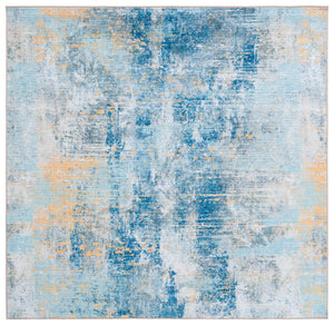 Safavieh Sequoia Elegant Abstract Area Rug – Luxurious Polyester Design For Comfort & Style In Any Home Ivory Blue ,Gold Polyester Seq100a-7r