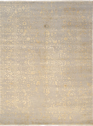 Pasargad Home Transitional Hand-knotted Silver Area Rug - Luxury Bamboo Silk & Wool Elegance   Ser-2167 9x12
