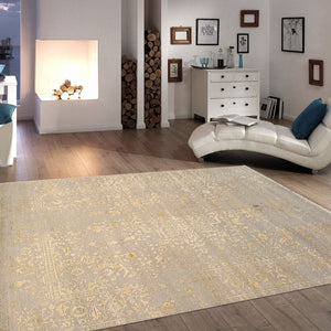 Pasargad Home Transitional Hand-knotted Silver Area Rug - Luxury Bamboo Silk & Wool Elegance   Ser-2167 9x12