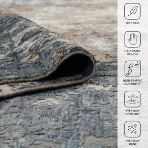 Amer Rugs Serena Hand-knotted Abstract Area Rug In Luxurious New Zealand Wool And Art Silk For Elegant Spaces Sky Blue Wool, Viscose Ser1010810