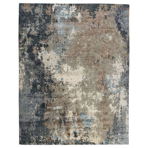 Amer Rugs Serena Hand-knotted Abstract Area Rug In Luxurious New Zealand Wool And Art Silk For Elegant Spaces Sky Blue Wool, Viscose Ser1010810