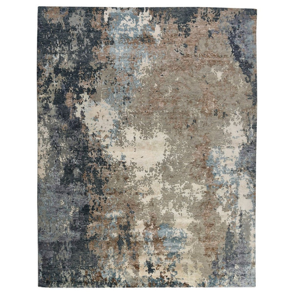 Amer Rugs Serena Hand-knotted Abstract Area Rug In Luxurious New Zealand Wool And Art Silk For Elegant Spaces Sky Blue Wool, Viscose Ser1010810