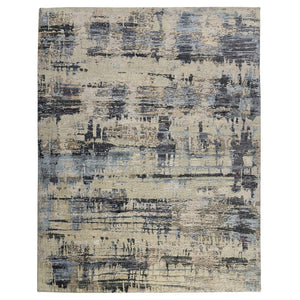 Amer Rugs Serena Hand-knotted Abstract Area Rug In Luxurious New Zealand Wool And Art Silk For Elegant Spaces Beige Wool, Viscose Ser1020810