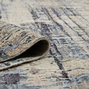 Amer Rugs Serena Hand-knotted Abstract Area Rug In Luxurious New Zealand Wool And Art Silk For Elegant Spaces Beige Wool, Viscose Ser1020810