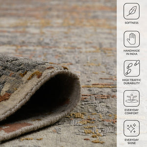 Amer Rugs Serena Hand-knotted Abstract Area Rug In Luxurious New Zealand Wool And Art Silk For Elegant Spaces Graphite Wool, Viscose Ser1060810