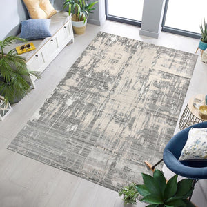 Amer Rugs Serena Hand-knotted Abstract Area Rug In Luxurious New Zealand Wool And Art Silk For Elegant Spaces Gray Wool, Viscose Ser1081014