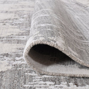 Amer Rugs Serena Hand-knotted Abstract Area Rug In Luxurious New Zealand Wool And Art Silk For Elegant Spaces Gray Wool, Viscose Ser1081014