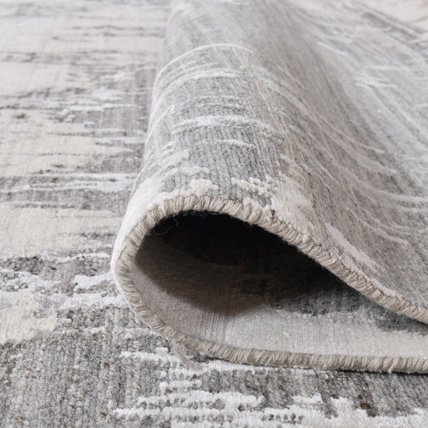 Amer Rugs Serena Hand-knotted Abstract Area Rug In Luxurious New Zealand Wool And Art Silk For Elegant Spaces Gray Wool, Viscose Ser1081014