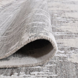 Amer Rugs Serena Hand-knotted Abstract Area Rug In Luxurious New Zealand Wool And Art Silk For Elegant Spaces Gray Wool, Viscose Ser1081014