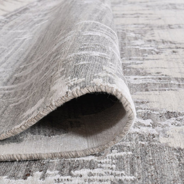 Amer Rugs Serena Hand-knotted Abstract Area Rug In Luxurious New Zealand Wool And Art Silk For Elegant Spaces Gray Wool, Viscose Ser1081014