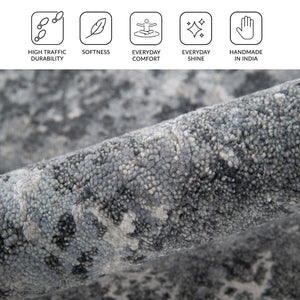 Amer Rugs Serena Hand-knotted Abstract Area Rug In Luxurious New Zealand Wool And Art Silk For Elegant Spaces Charcoal Wool, Viscose Ser120912