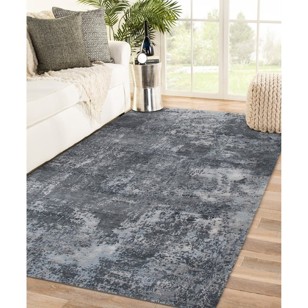 Amer Rugs Serena Hand-knotted Abstract Area Rug In Luxurious New Zealand Wool And Art Silk For Elegant Spaces Charcoal Wool, Viscose Ser120912