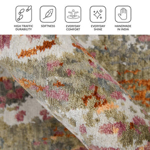 Serena Hand-knotted Wool Silk Abstract Area Rug for Modern Living Spaces