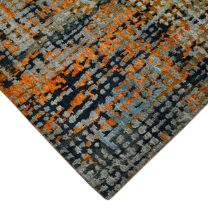 Amer Rugs Serena Hand-knotted Abstract Area Rug In Luxurious New Zealand Wool And Art Silk For Elegant Spaces Fiery Orange Wool, Viscose Ser90810