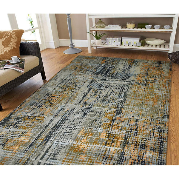 Amer Rugs Serena Hand-knotted Abstract Area Rug In Luxurious New Zealand Wool And Art Silk For Elegant Spaces Fiery Orange Wool, Viscose Ser90810