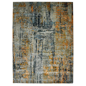 Amer Rugs Serena Hand-knotted Abstract Area Rug In Luxurious New Zealand Wool And Art Silk For Elegant Spaces Fiery Orange Wool, Viscose Ser90810