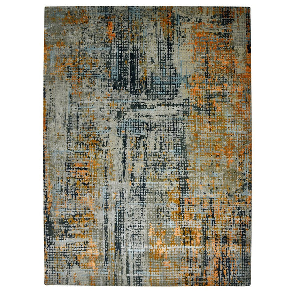 Amer Rugs Serena Hand-knotted Abstract Area Rug In Luxurious New Zealand Wool And Art Silk For Elegant Spaces Fiery Orange Wool, Viscose Ser90810