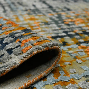 Amer Rugs Serena Hand-knotted Abstract Area Rug In Luxurious New Zealand Wool And Art Silk For Elegant Spaces Fiery Orange Wool, Viscose Ser90810