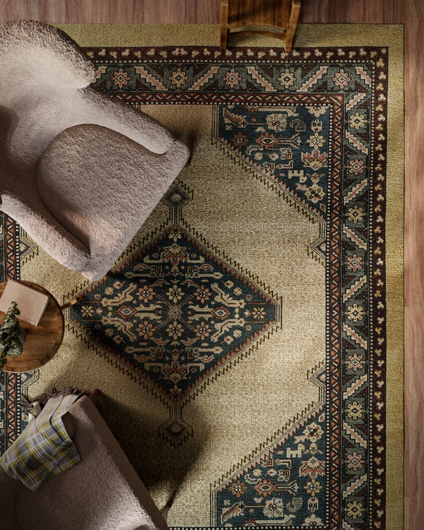 Momeni Serab SRB-1 Hand Woven Traditional Medallion Indoor Rug Blue 10' x 14'