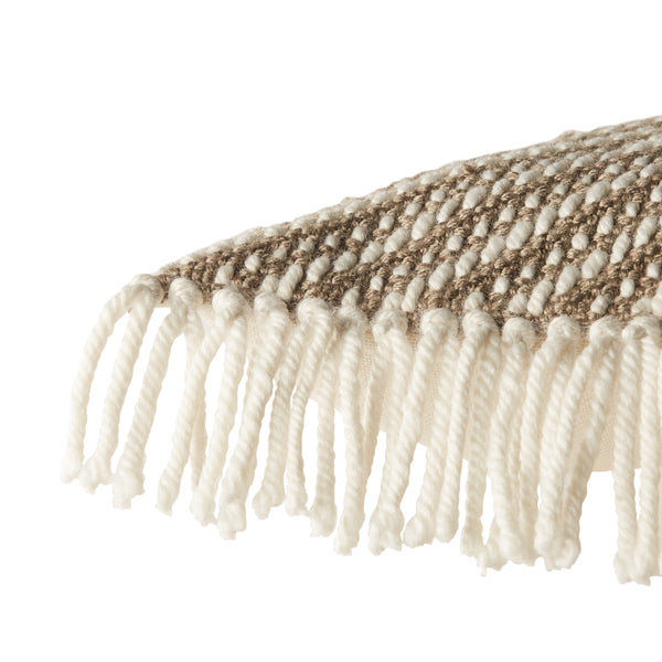Jaipur Living Jaipur Living Odessa Chevron Lumbar Pillow Tassel Trim Woven Poly Indoor Outdoor Taupe PLW103730