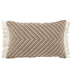 Jaipur Living Jaipur Living Odessa Chevron Lumbar Pillow Cover Tassel Trim Bohemian Indoor Outdoor Taupe PLC102452