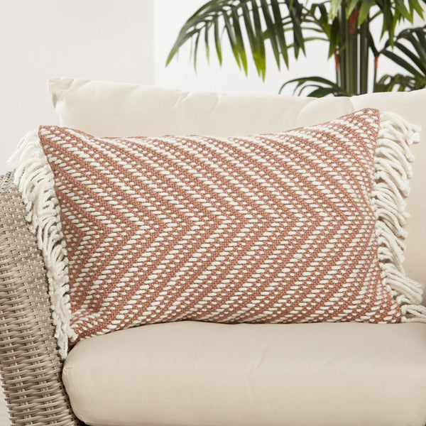 Jaipur Living Jaipur Living Odessa Chevron Lumbar Pillow Tassel Trim Woven Poly Indoor Outdoor Mauve PLW103732