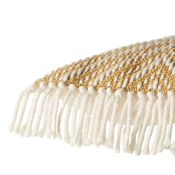 Jaipur Living Jaipur Living Odessa Chevron Lumbar Pillow Cover Tassel Trim Bohemian Indoor Outdoor Gold PLC102455