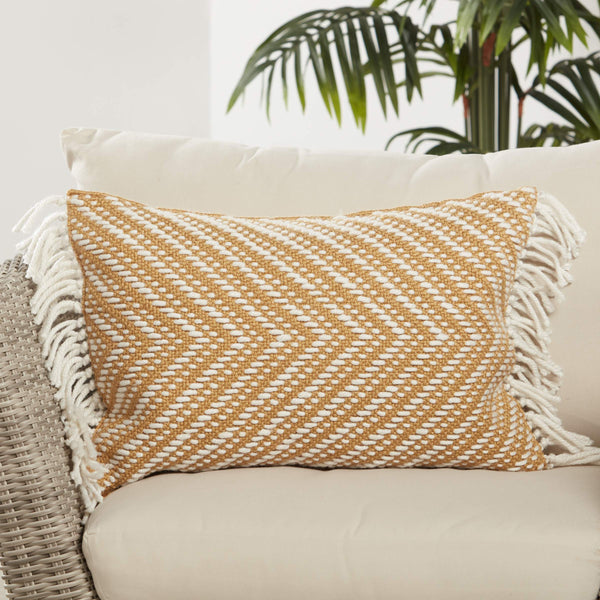 Jaipur Living Jaipur Living Odessa Chevron Lumbar Pillow Tassel Trim Woven Poly Indoor Outdoor Gold PLW103733