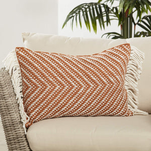 Jaipur Living Jaipur Living Odessa Chevron Lumbar Pillow Tassel Trim Woven Poly Indoor Outdoor Terracotta PLW103734