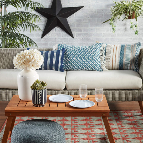 Jaipur Living Jaipur Living Odessa Chevron Lumbar Pillow Tassel Trim Woven Poly Indoor Outdoor Blue PLW103735